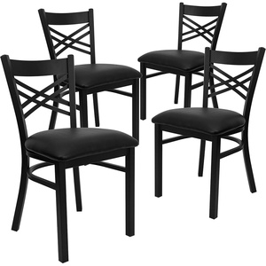 image:imageFlash Furniture 4 Pack HERCULES Series Black X Back Metal Restaurant Chair  Black Vinyl SeatBlack