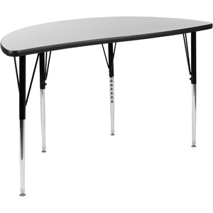 image:imageFlash Furniture 475 Half Circle Wave Collaborative Grey Thermal Laminate Activity Table  Standard Height Adjustable LegsGrey