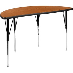 image:imageFlash Furniture 475 Half Circle Wave Collaborative Grey Thermal Laminate Activity Table  Standard Height Adjustable LegsOak