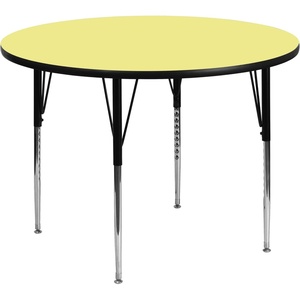 image:imageFlash Furniture 48 Round Oak Thermal Laminate Activity Table  Standard Height Adjustable LegsYellow