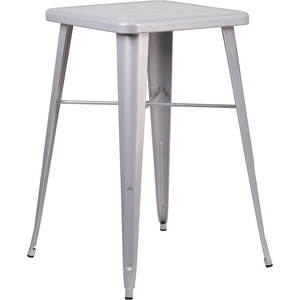 image:imageFlash Furniture Aaron Commercial Grade 2375 Square Black Metal IndoorOutdoor Bar Height TableSilver