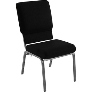 image:imageFlash Furniture Advantage Navy Church Chairs 185 in WideBlack FabricSilver Vein Frame