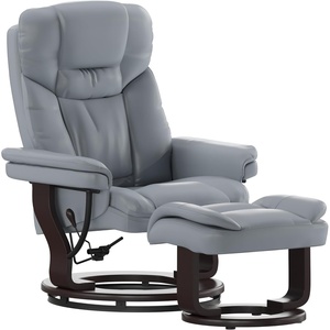 image:imageFlash Furniture Allie LeatherSoft Upholstered Recliner with Footrest Arms and Headrest Padded Swivel Recliner Chair and Ottoman Set PaliminoGrey