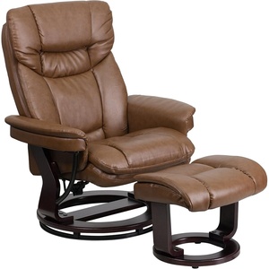 image:imageFlash Furniture Allie LeatherSoft Upholstered Recliner with Footrest Arms and Headrest Padded Swivel Recliner Chair and Ottoman Set PaliminoPalimino