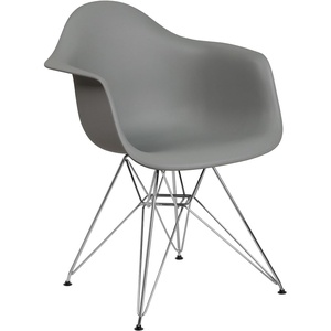 image:imageFlash Furniture Alonza Series White Plastic Chair with Chrome BaseMoss Gray