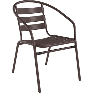 image:imageFlash Furniture Aluminum Slat Back Stacking Outdoor Restaurant Chairs Modern Stackable Patio Chairs for Restaurants Set of 4 BlackBronze