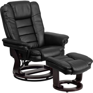 image:imageFlash Furniture Bali Contemporary MultiPosition LeatherSoft Recliner Chair with Ottoman 360Degree Swivel Recliner ChairOttoman Set BeigeBlack