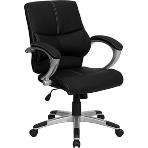 image:imageFlash Furniture Bodie MidBack Black LeatherSoft Contemporary Swivel Managers Office Chair with Arms