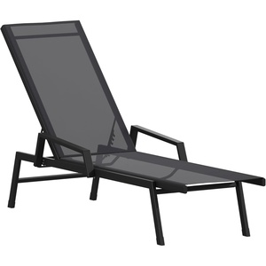 image:imageFlash Furniture Brazos Set of 2 Adjustable Chaise Lounge Chairs with Arms AllWeather Outdoor FivePosition Recliners BlackBrownBlackBlack