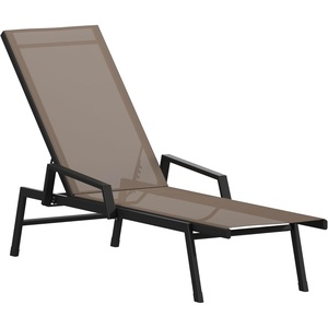 image:imageFlash Furniture Brazos Set of 2 Adjustable Chaise Lounge Chairs with Arms AllWeather Outdoor FivePosition Recliners BlackBrownBrownBlack