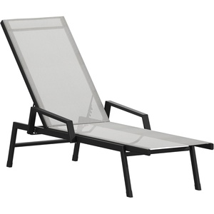 image:imageFlash Furniture Brazos Set of 2 Adjustable Chaise Lounge Chairs with Arms AllWeather Outdoor FivePosition Recliners BlackBrownGrayBlack