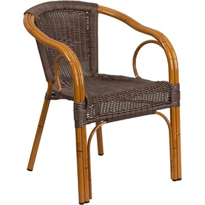 image:imageFlash Furniture Cadiz Series Dark Red BambooAluminum IndoorOutdoor RestaurantPatio Chair with Burning Brown RattanDark Brown RattanRed Bambooaluminum Frame