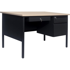 image:imageFlash Furniture Cambridge Right Side Single Pedestal Desk with 3 Locking Drawers Commercial Grade Teachers or Office Desk 30x48 Metal Frame WalnutBlackWhite Oak