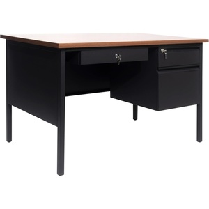 image:imageFlash Furniture Cambridge Right Side Single Pedestal Desk with 3 Locking Drawers Commercial Grade Teachers or Office Desk 30x48 Metal Frame WalnutBlackWalnut
