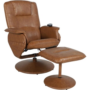image:imageFlash Furniture Cason Massaging Adjustable Recliner with Deep Side Pockets and Ottoman with Wrapped Base in Black LeatherSoftBrown