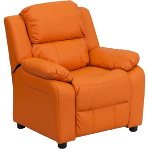 image:imageFlash Furniture Charlie Vinyl Kids Recliner with FlipUp Storage Arms and Safety Recline Contemporary Reclining Chair for Kids Supports up to 90 lbs Hot PinkOrange Vinyl