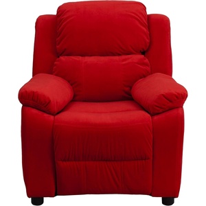 image:imageFlash Furniture Charlie Vinyl Kids Recliner with FlipUp Storage Arms and Safety Recline Contemporary Reclining Chair for Kids Supports up to 90 lbs Hot PinkRed Microfiber
