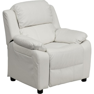 image:imageFlash Furniture Charlie Vinyl Kids Recliner with FlipUp Storage Arms and Safety Recline Contemporary Reclining Chair for Kids Supports up to 90 lbs Hot PinkWhite Vinyl