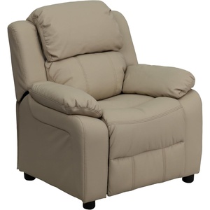 image:imageFlash Furniture Charlie Vinyl Kids Recliner with FlipUp Storage Arms and Safety Recline Contemporary Reclining Chair for Kids Supports up to 90 lbs Hot PinkBeige Vinyl