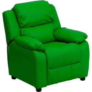 image:imageFlash Furniture Charlie Vinyl Kids Recliner with FlipUp Storage Arms and Safety Recline Contemporary Reclining Chair for Kids Supports up to 90 lbs Hot PinkGreen Vinyl