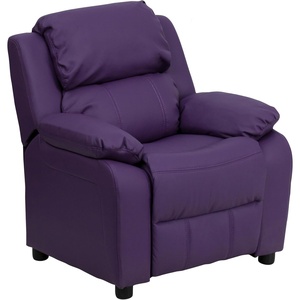 image:imageFlash Furniture Charlie Vinyl Kids Recliner with FlipUp Storage Arms and Safety Recline Contemporary Reclining Chair for Kids Supports up to 90 lbs Hot PinkPurple Vinyl