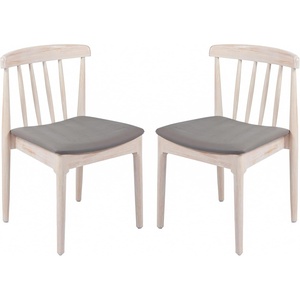image:imageFlash Furniture Chester Solid Wood Dining Chair Commercial Grade Restaurant Chair with Curved Spindle Backrest and Vinyl Padded Seat Set of 2 Antique WhiteBeigeBrown Vinyl SeatAntique White Wood Frame