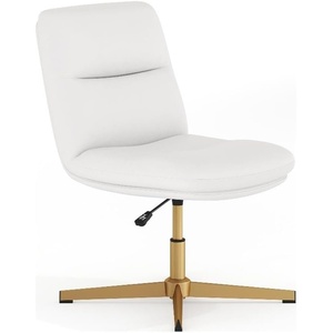 image:imageFlash Furniture Chloe Commercial MidBack Swivel Office Chair Padded LeatherSoft Adjustable Height Ergonomic MidRise Back Armless Stationary CognacBlackWhite LeathersoftGold Frame