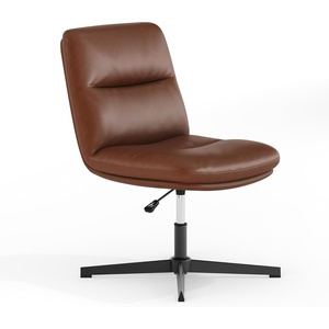 image:imageFlash Furniture Chloe Commercial MidBack Swivel Office Chair Padded LeatherSoft Adjustable Height Ergonomic MidRise Back Armless Stationary CognacBlackCognac LeathersoftBlack Frame