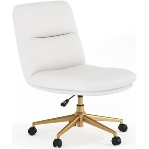 image:imageFlash Furniture Chloe Commercial MidBack Swivel Office Chair Padded LeatherSoft Adjustable Height Ergonomic MidRise Back Armless Wheels WhiteGoldWhite LeathersoftGold Frame