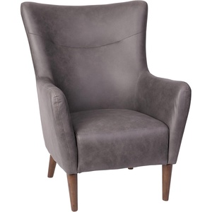 image:imageFlash Furniture Connor Traditional Wingback Accent Chair Commercial Grade Faux Leather Upholstery and Wooden Frame and Legs Light BrownDark Gray