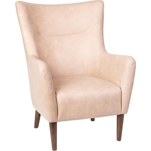 image:imageFlash Furniture Connor Traditional Wingback Accent Chair Commercial Grade Faux Leather Upholstery and Wooden Frame and Legs Light BrownLight Brown