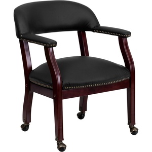 image:imageFlash Furniture Diamond Burgundy LeatherSoft Conference Chair with Accent Nail Trim and CastersBlack Leathersoft