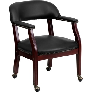 image:imageFlash Furniture Diamond Burgundy LeatherSoft Conference Chair with Accent Nail Trim and CastersBlack Vinyl
