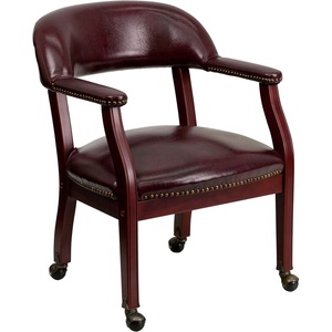 image:imageFlash Furniture Diamond Burgundy LeatherSoft Conference Chair with Accent Nail Trim and CastersOxblood Vinyl