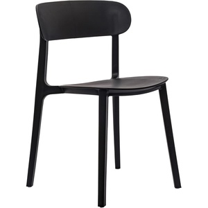 image:imageFlash Furniture Dover Patio Chair with Curved Backrest and Contoured Seat Commercial AllWeather Stacking Resin Chair UV Resistant IndoorOutdoor Black Set of 2Black