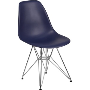 image:imageFlash Furniture Elon Series White Plastic Chair with Chrome BaseNavy