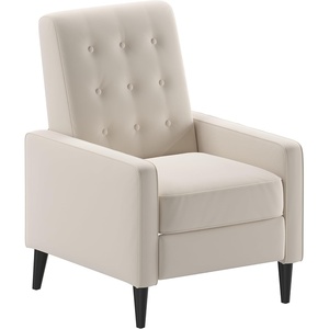 image:imageFlash Furniture Ezra Pushback Recliner  MidCentury Modern Cream Fabric Upholstery  Button Tufted Back  Residential amp Commercial UseCream