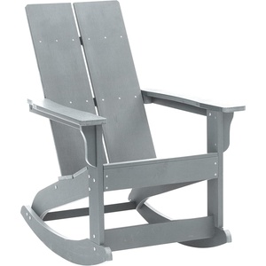 image:imageFlash Furniture Finn Modern Commercial Grade Poly Resin Wood Adirondack Rocking Chair  All Weather Sea Foam Polystyrene  Dual Slat Back  Stainless Steel HardwareGrey