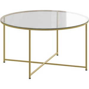 image:imageFlash Furniture Greenwich Collection Coffee Table  Modern Clear Glass Coffee Table  Crisscross Brushed Gold Frame