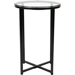 image:imageFlash Furniture Greenwich Collection End Table  Modern Clear Glass End Table  Crisscross Matte Black FrameClear TopMatte Black Frame