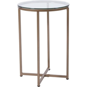 image:imageFlash Furniture Greenwich Collection End Table  Modern Clear Glass End Table  Crisscross Matte Black FrameClearBrushed Gold