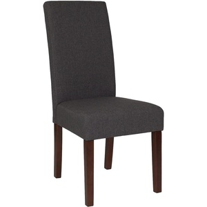image:imageFlash Furniture Greenwich Series Black LeatherSoft Upholstered Panel Back MidCentury Parsons Dining ChairGray Fabric