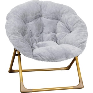 image:imageFlash Furniture Gwen Kids Cozy Mini Folding Saucer Chair  Navy Faux Fur Moon Chair  Soft Gold Metal Frame  23 Portable Folding Chair For Living Room or BedroomGraySoft Gold