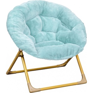 image:imageFlash Furniture Gwen Kids Cozy Mini Folding Saucer Chair  Navy Faux Fur Moon Chair  Soft Gold Metal Frame  23 Portable Folding Chair For Living Room or BedroomDusty AquaSoft Gold