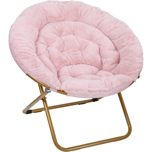 image:imageFlash Furniture Gwen Oversize Folding Saucer Chair  Ivory Sherpa Faux Fur Moon Chair  Soft Gold Metal Frame  38 Portable Folding Chair  for Dorm and BedroomBlushSoft Gold