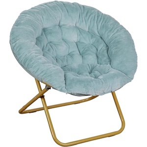 image:imageFlash Furniture Gwen Oversize Folding Saucer Chair  Ivory Sherpa Faux Fur Moon Chair  Soft Gold Metal Frame  38 Portable Folding Chair  for Dorm and BedroomDusty AquaSoft Gold