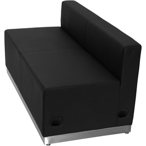 image:imageFlash Furniture HERCULES Alon Series White LeatherSoft Loveseat with Brushed Stainless Steel BaseBlack