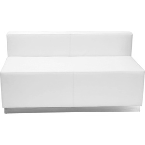 image:imageFlash Furniture HERCULES Alon Series White LeatherSoft Loveseat with Brushed Stainless Steel BaseMelrose White
