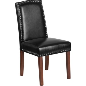 image:imageFlash Furniture HERCULES Hampton Hill Series Black LeatherSoft Parsons Chair with Silver Accent Nail TrimBlack Leathersoft