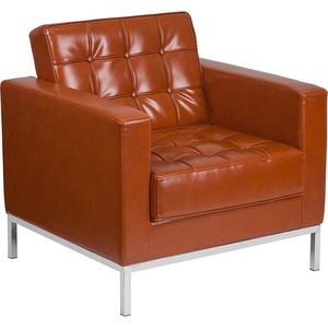 image:imageFlash Furniture HERCULES Lacey Series Contemporary Black LeatherSoft Chair with Stainless Steel FrameCognac